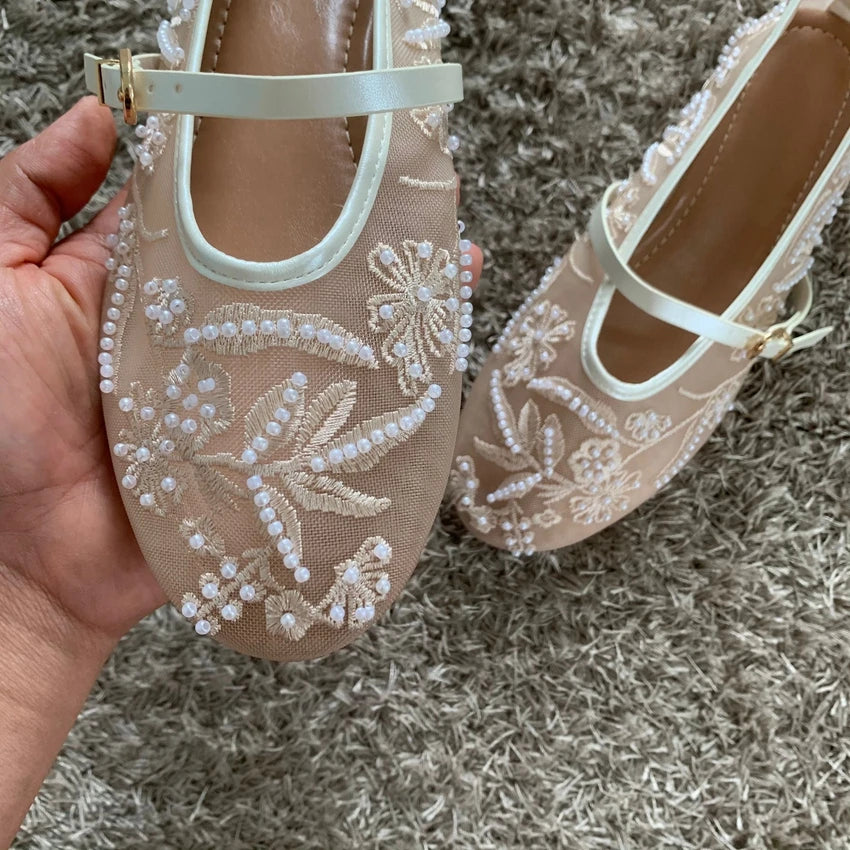 Premium Mesh Embroidered Mary Jane Ballet Flats - Breathable Comfort Ballet Shoes ✨