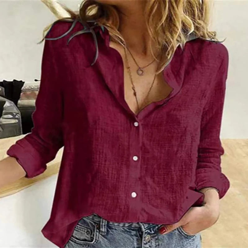 Premium Cotton Linen Button-Down Shirt – Belléra™ Casual Loose Fit Blouse 🇬🇧✨