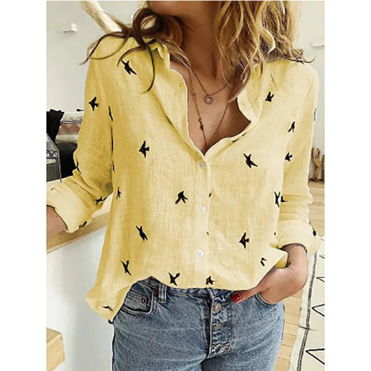 Premium Cotton Linen Button-Down Shirt – Belléra™ Casual Loose Fit Blouse 🇬🇧✨