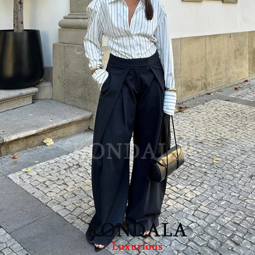 Premium Pleated Wide-Leg Trousers - High-Waisted Casual Chic Pants ✨